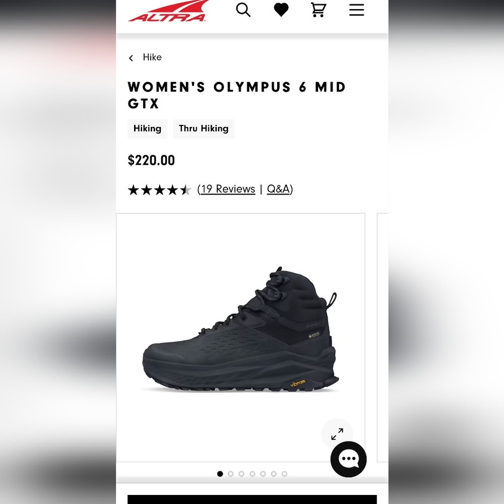 Altra Olympus 6 Mid GTX Black Hiking Boots